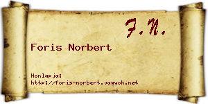 Foris Norbert névjegykártya